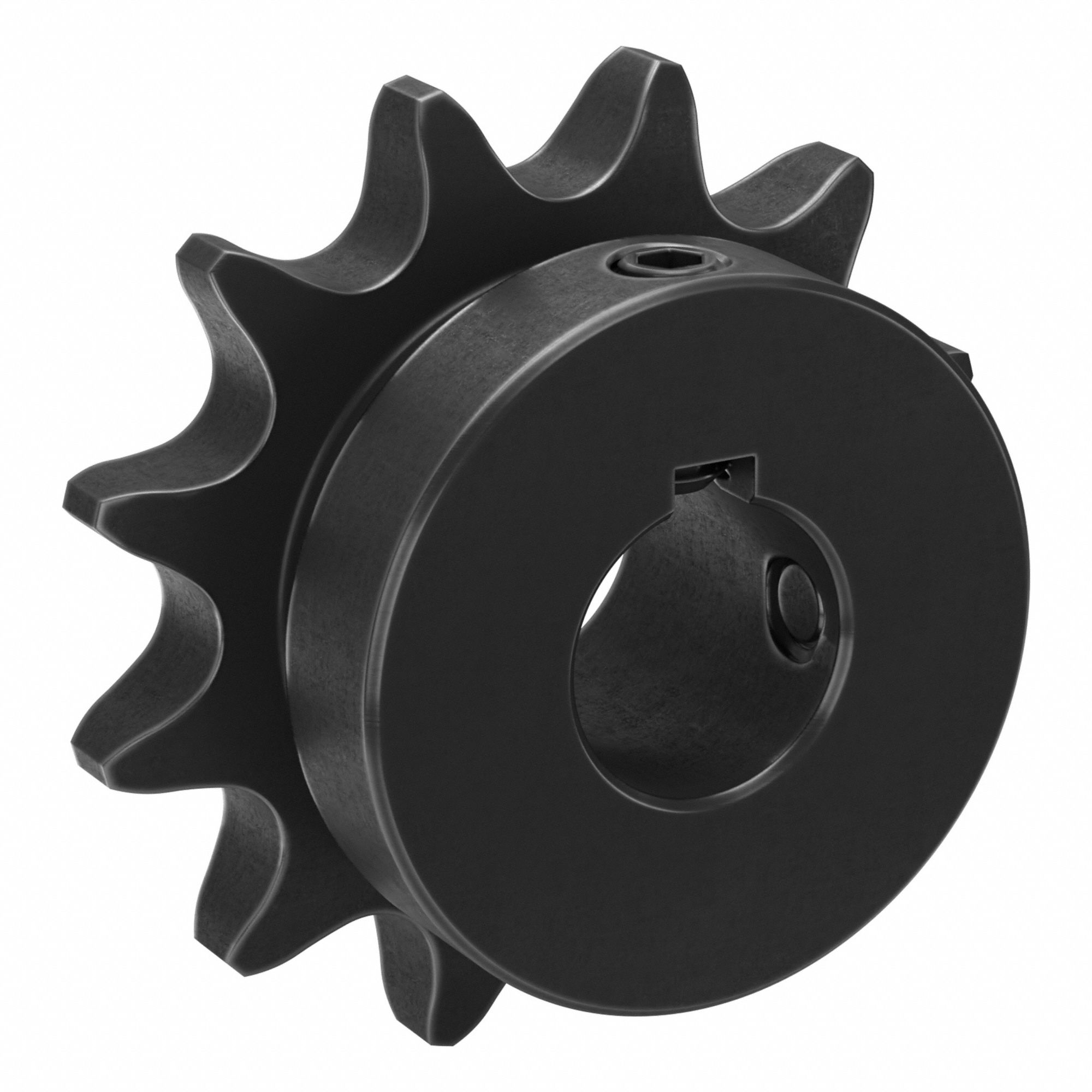 Single Strand Sprocket: 40, For 1/2 in Chain Pitch, 5/8 in Bore Dia, 12 Teeth, Steel