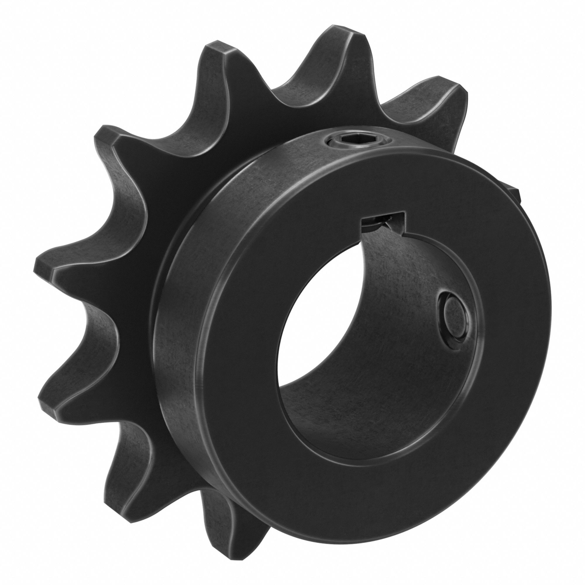 Single Strand Sprocket: 40, For 1/2 in Chain Pitch, 7/8 in Bore Dia, 12 Teeth, Steel