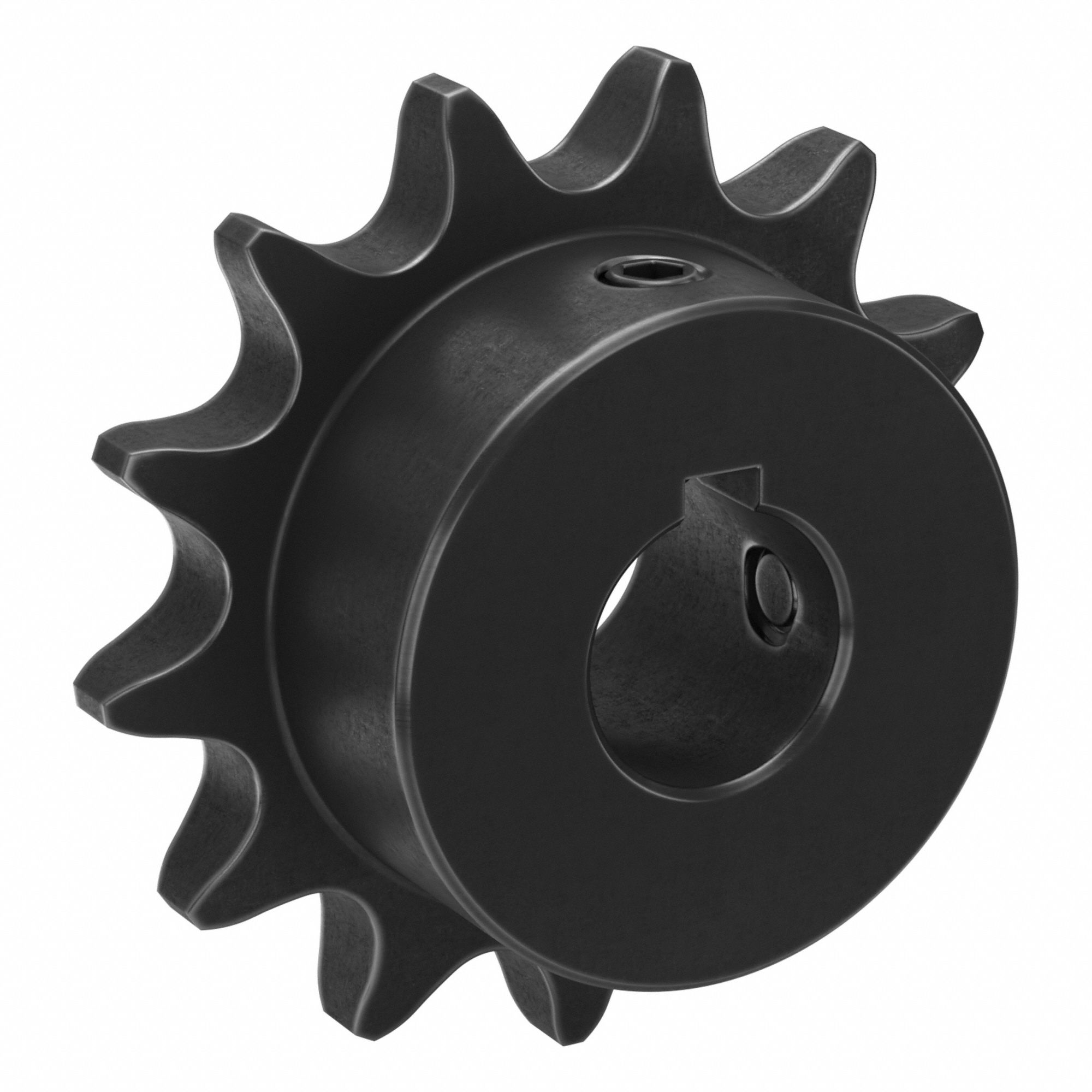 Single Strand Sprocket: 40, For 1/2 in Chain Pitch, 5/8 in Bore Dia, 13 Teeth, Steel