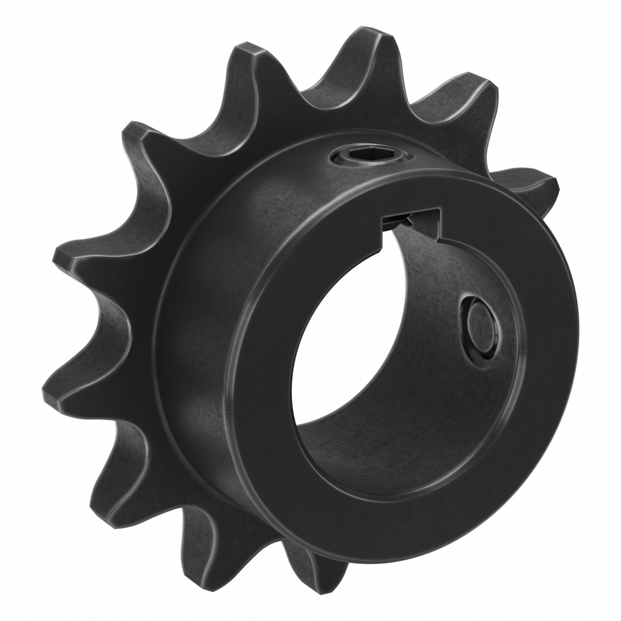 Single Strand Sprocket: 40, For 1/2 in Chain Pitch, 1 in Bore Dia, 13 Teeth, Steel