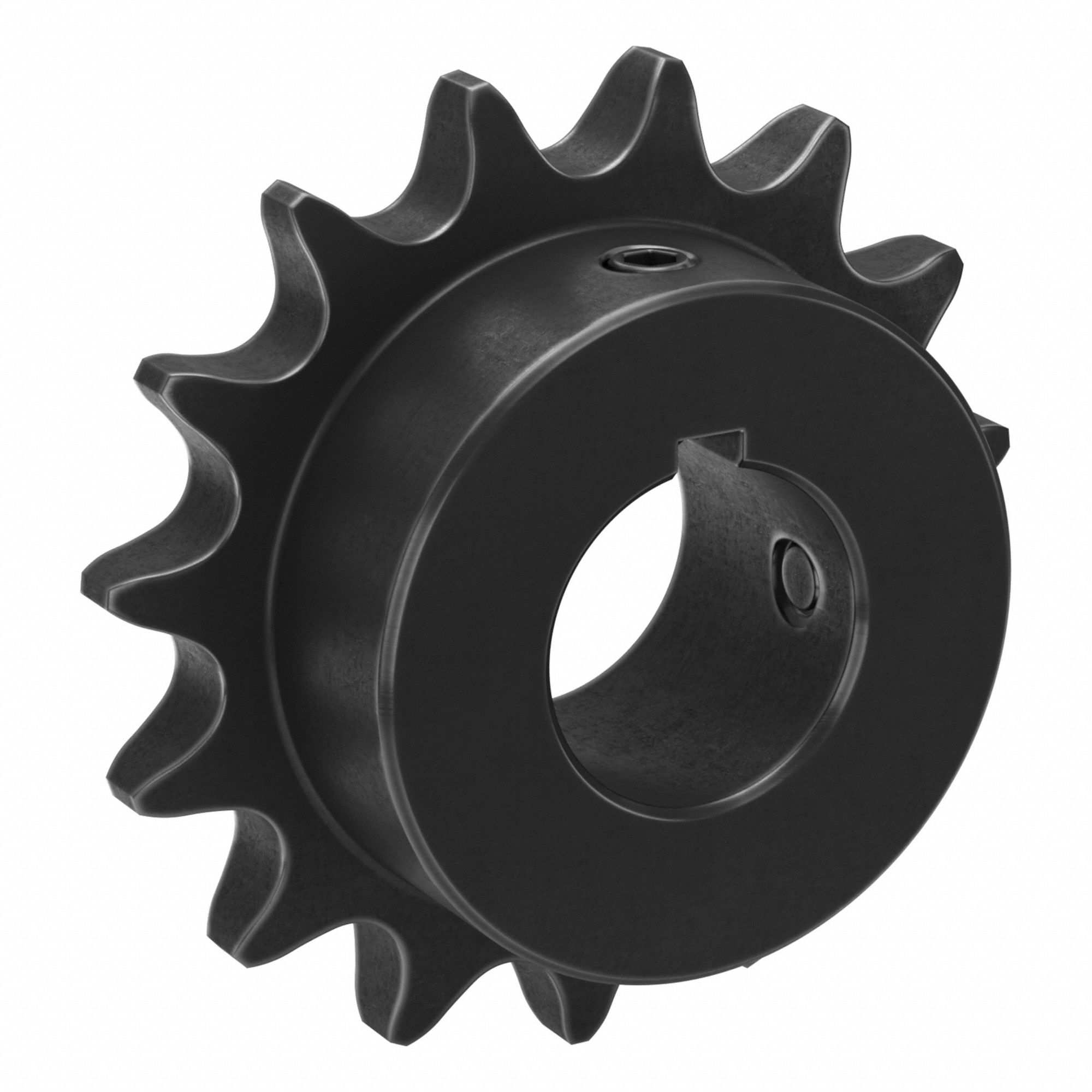 Single Strand Sprocket: 40, For 1/2 in Chain Pitch, 7/8 in Bore Dia, 15 Teeth, Steel