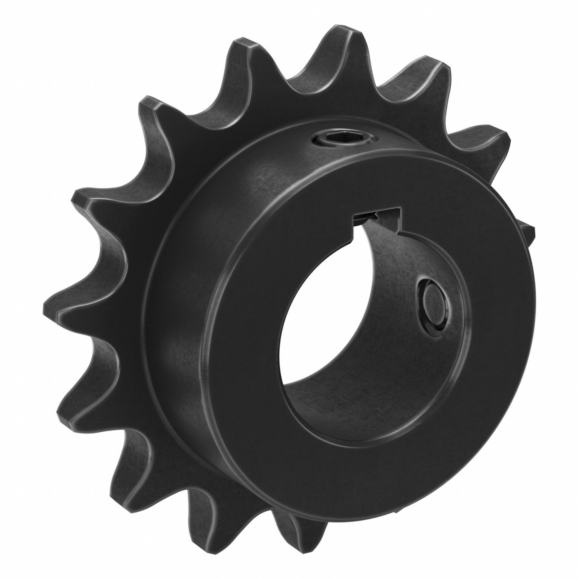 Single Strand Sprocket: 40, For 1/2 in Chain Pitch, 1 in Bore Dia, 15 Teeth, Steel