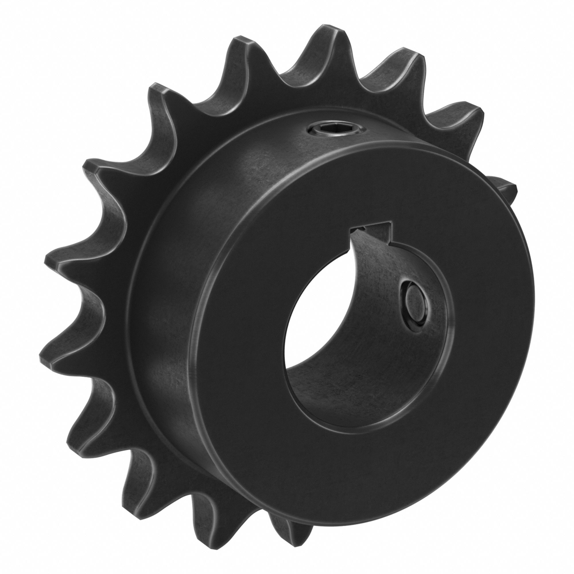 Single Strand Sprocket: 40, For 1/2 in Chain Pitch, 1 in Bore Dia, 17 Teeth, Steel