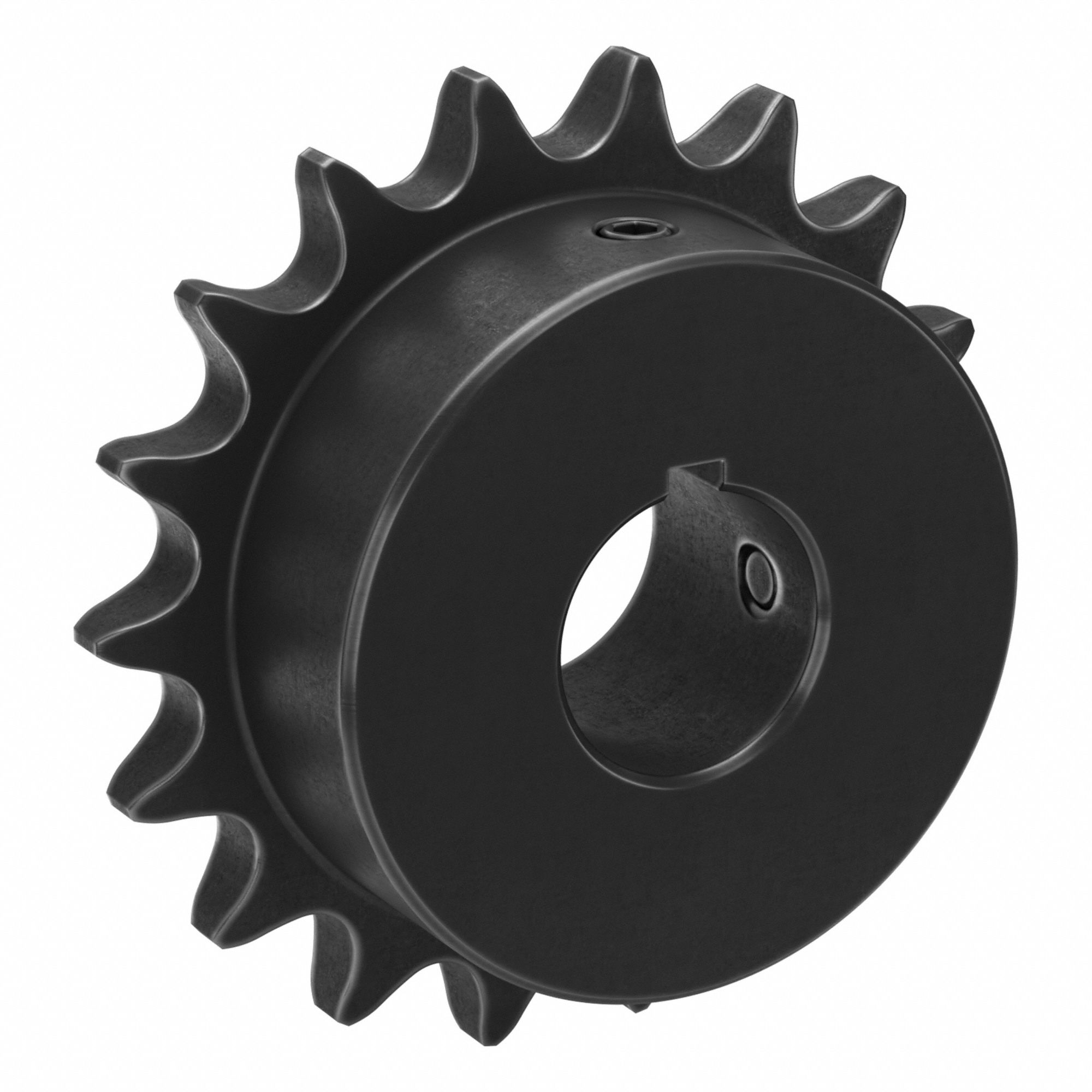 Single Strand Sprocket: 40, For 1/2 in Chain Pitch, 7/8 in Bore Dia, 18 Teeth, Steel