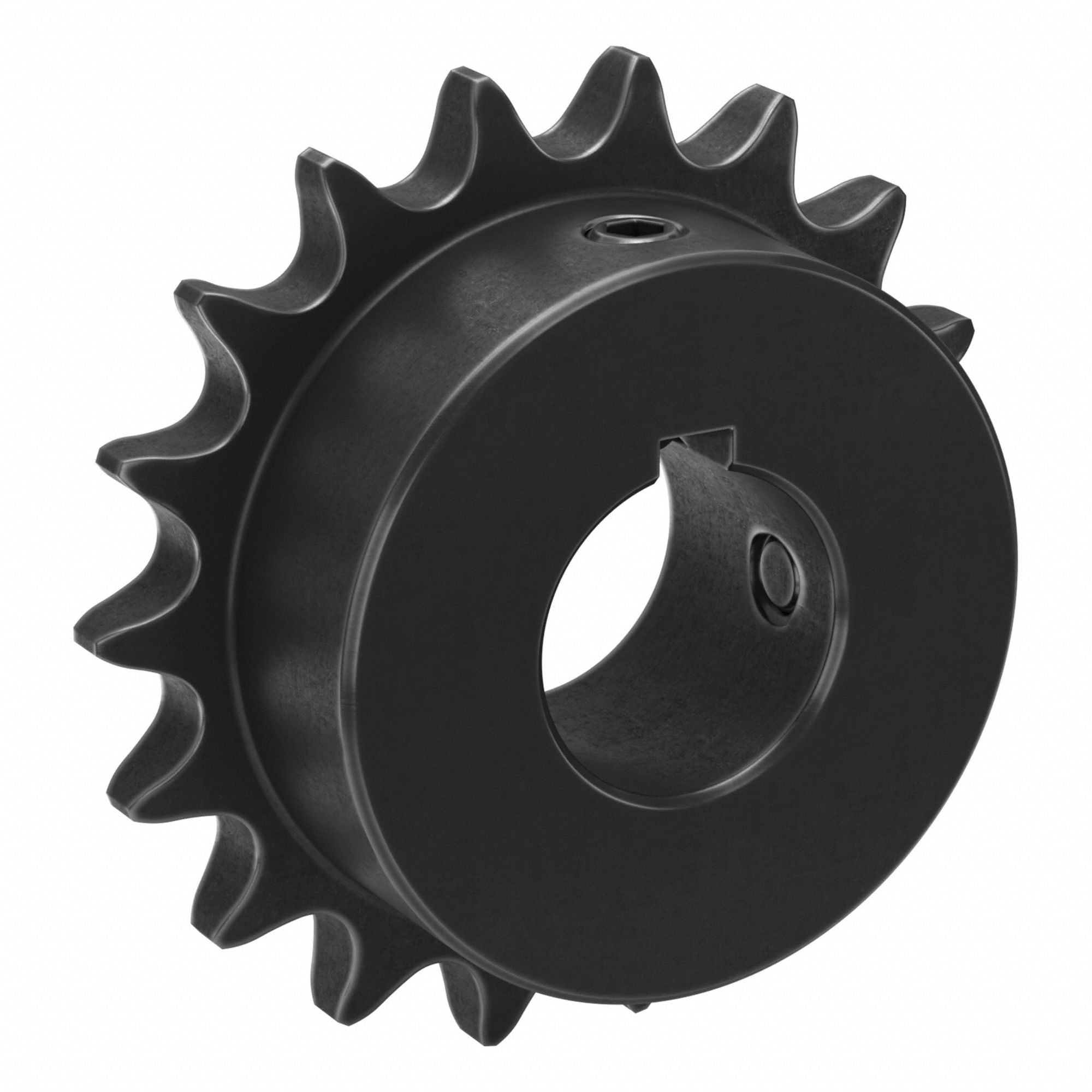 Single Strand Sprocket: 40, For 1/2 in Chain Pitch, 1 in Bore Dia, 18 Teeth, Steel