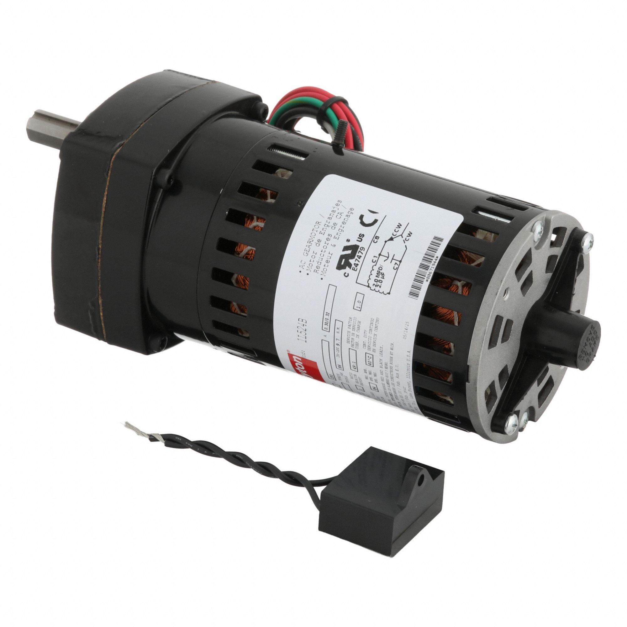 AC Gearmotor: Parallel, Single Output Shaft, PSC, Open, 32 RPM, 86 in-lb Max Torque, 230V AC