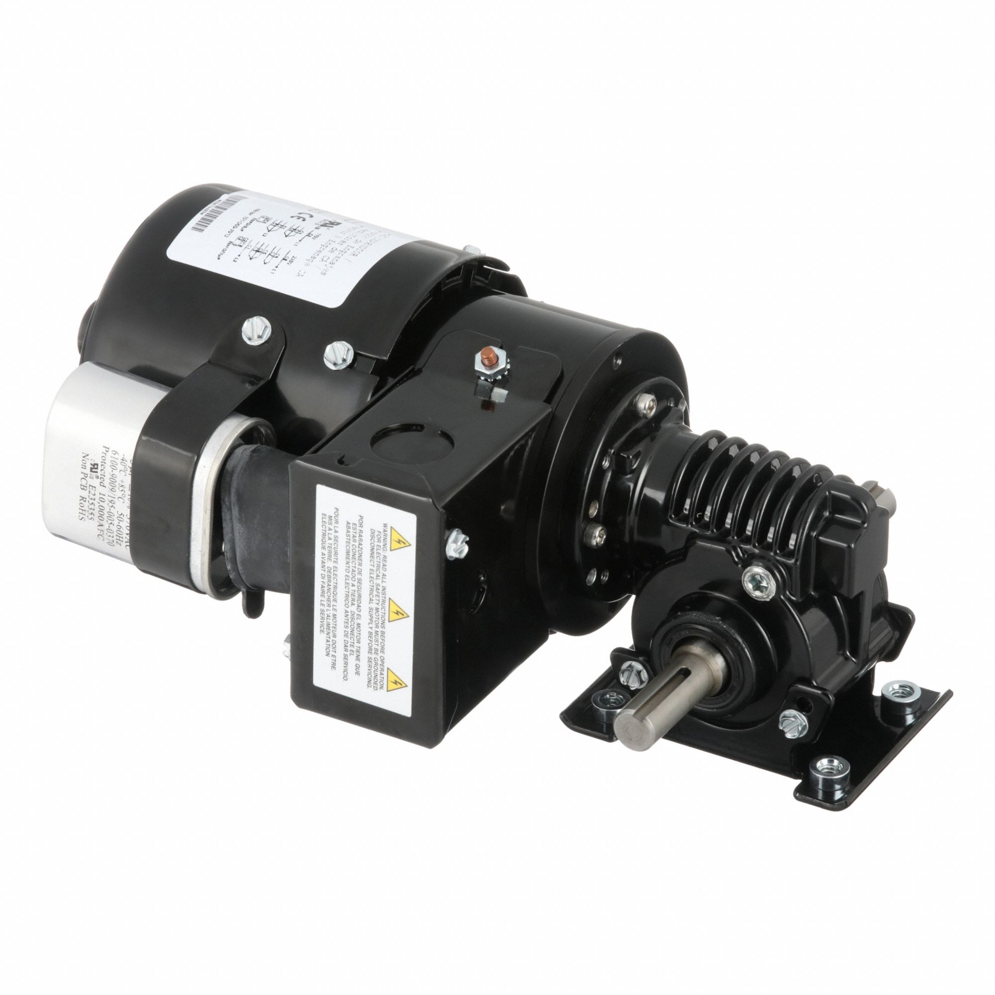 AC Gearmotor: Right Angle, Dual Output Shafts, PSC, TEFC, 27 RPM, 75 in-lb Max Torque, CW/CCW