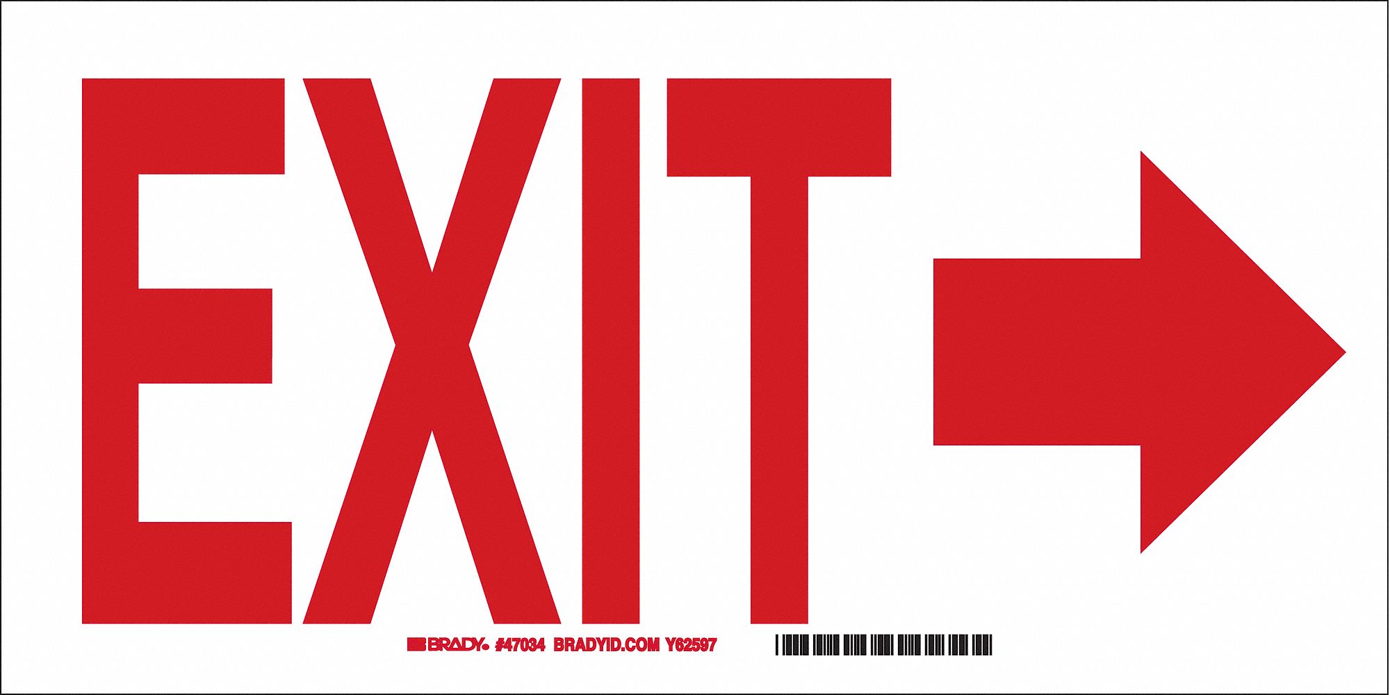 EXIT SIGN, ALUMINUM, RECTANGLE, ENGLISH, NOT RETROREFLECTIVE GRADE