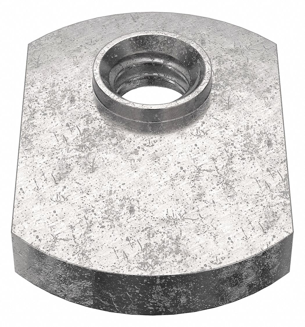 WELD NUT, #8-32 THREAD, TAB, 3/32 IN BASE H, 7/16 IN BASE W, ⅝ IN BASE L, PLAIN, OFFSET, 10 PK