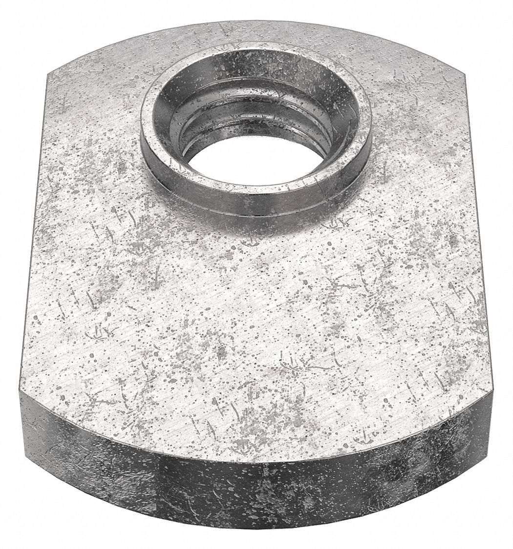 WELD NUT, #10-32 THREAD, TAB, 3/32 IN BASE H, 7/16 IN BASE W, ⅝ IN BASE L, PLAIN, OFFSET, 10 PK