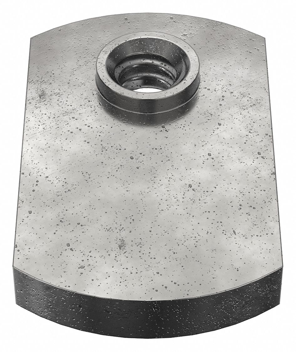 WELD NUT, #6-32 THREAD, HEX, 3/32 IN BASE H, 7/16 IN BASE W, 23/32 IN BASE L, STEEL, 50 PK