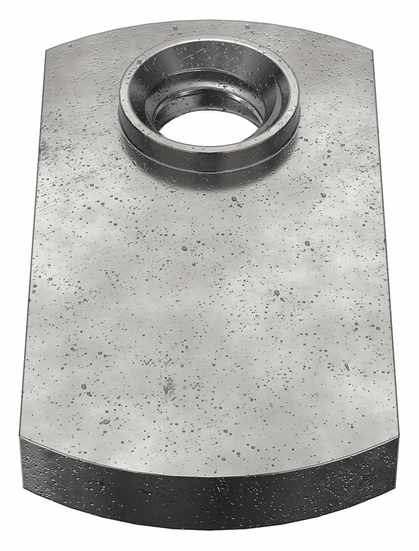 Weld Nut: #10-24 Thread, Steel, Black Oxide, Hex Base, 3/32 in Base Ht, 7/16 in Base Wd, 50 PK