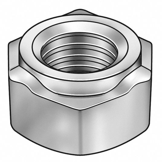 GRAINGER APPROVED 5/16"18 Hex Weld Nut with Projections, Steel, PK50