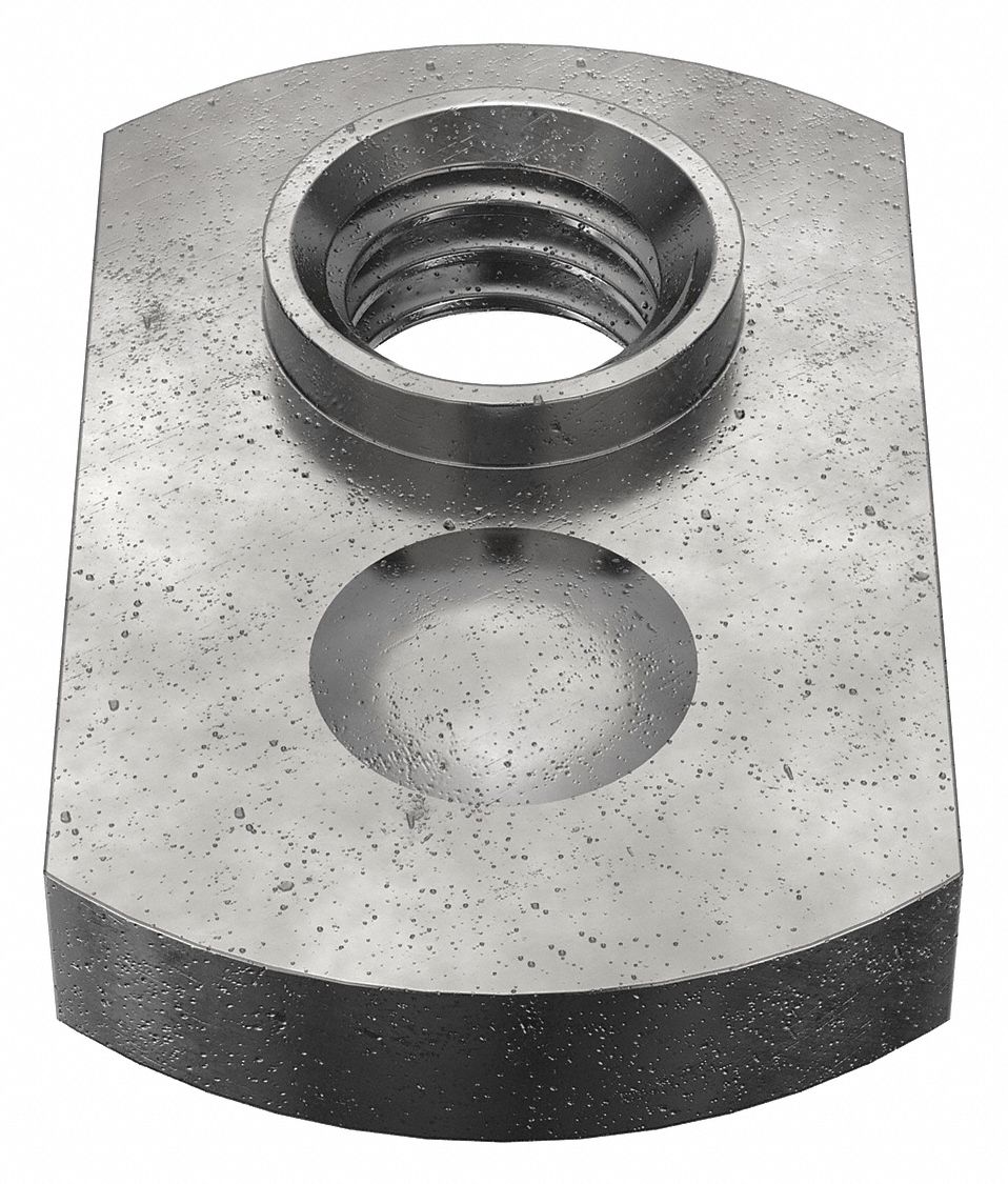 WELD NUT, M6-1.00 THREAD, TAB, 1 19/64MM BASE H, 13MM BASE W, 20 45/64MM BASE L, STEEL, 50 PK