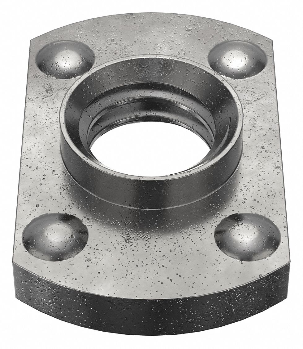 Weld Nut: 3/8"-16 Thread, Black Oxide, Steel, Tab Base, 3/32 in Base Ht, 5/8 in Base Wd, 50 PK