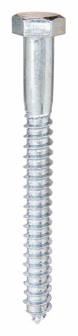 HEX HEAD LAG SCREW, 3/8 IN SIZE, 8 IN L, STEEL, ZINC PLATED, PARTIAL THREAD, HEX, 50 PK