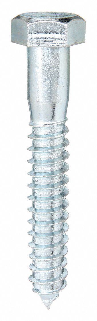 HEX HEAD LAG SCREW, ¼ IN SIZE, 6 IN L, STEEL, ZINC PLATED, PARTIAL THREAD, 100 PK