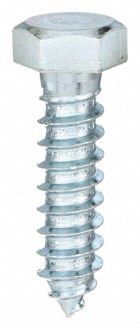 Hex Head Lag Screw: 5/8" Size, 4 in Lg, Steel, Zinc-Plated, 25 PK