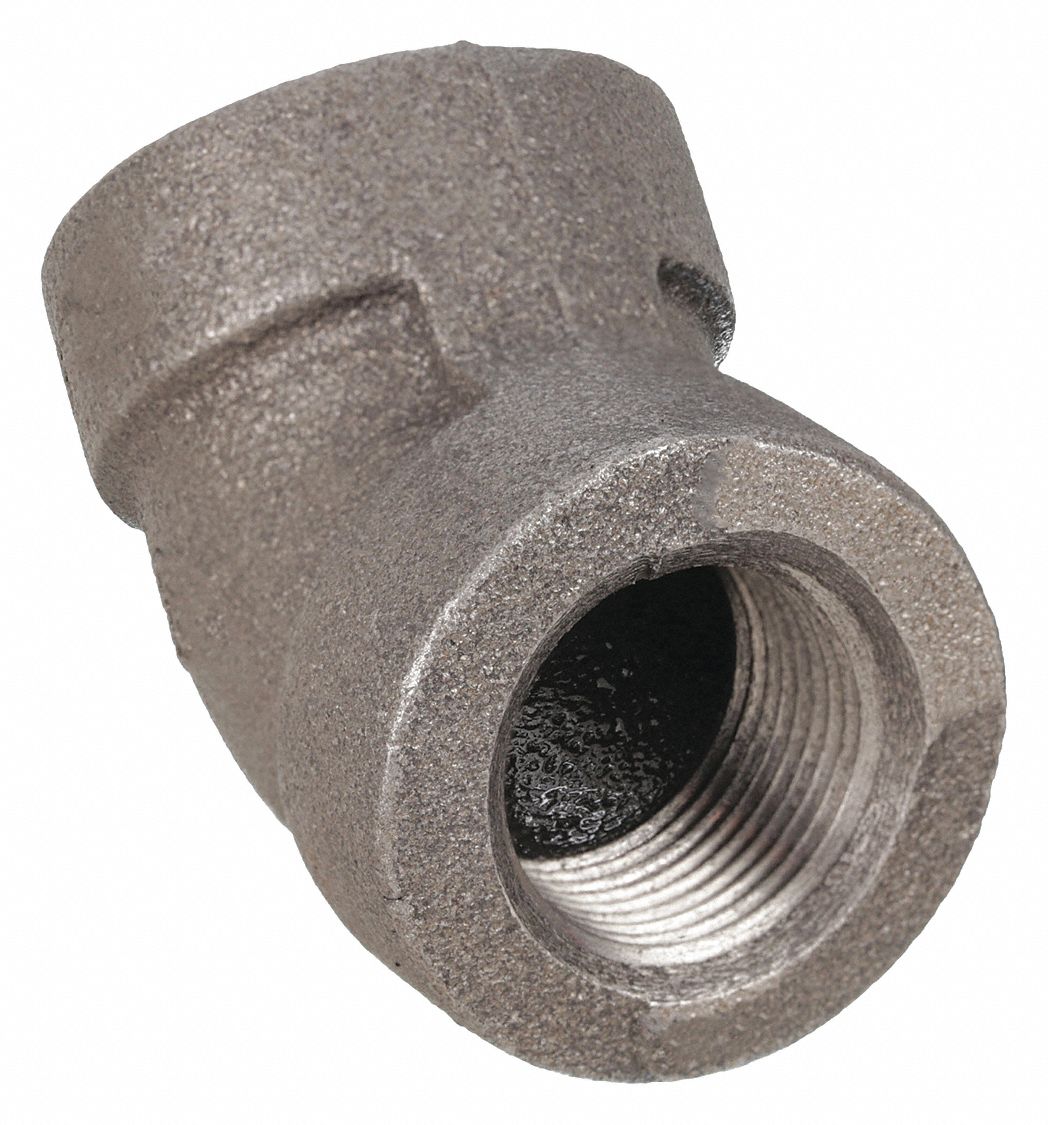 45 °  ELBOW: MALLEABLE IRON, ½ IN X ½ IN FITTING, FEMALE NPT X FEMALE NPT, CLASS 300