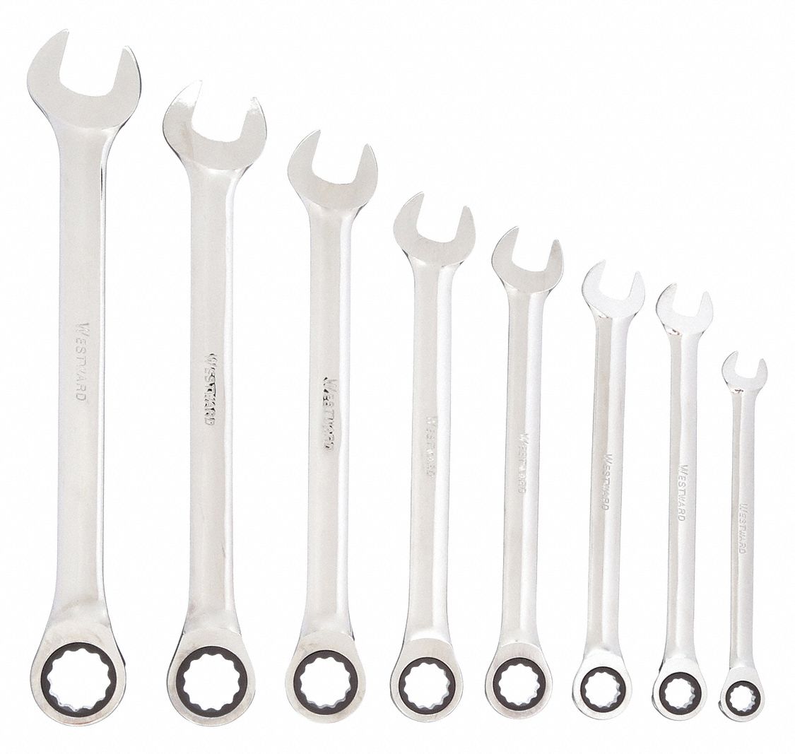 Westward, Alloy Steel, Chrome, Combination Wrench Set - 1lcc7