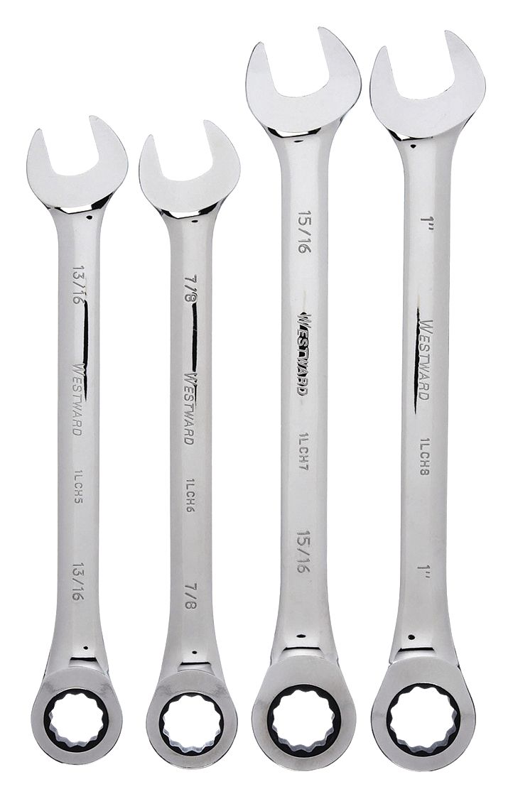 WESTWARD Ratcheting Combination Wrench Set, SAE, Number of Pieces: 4 ...