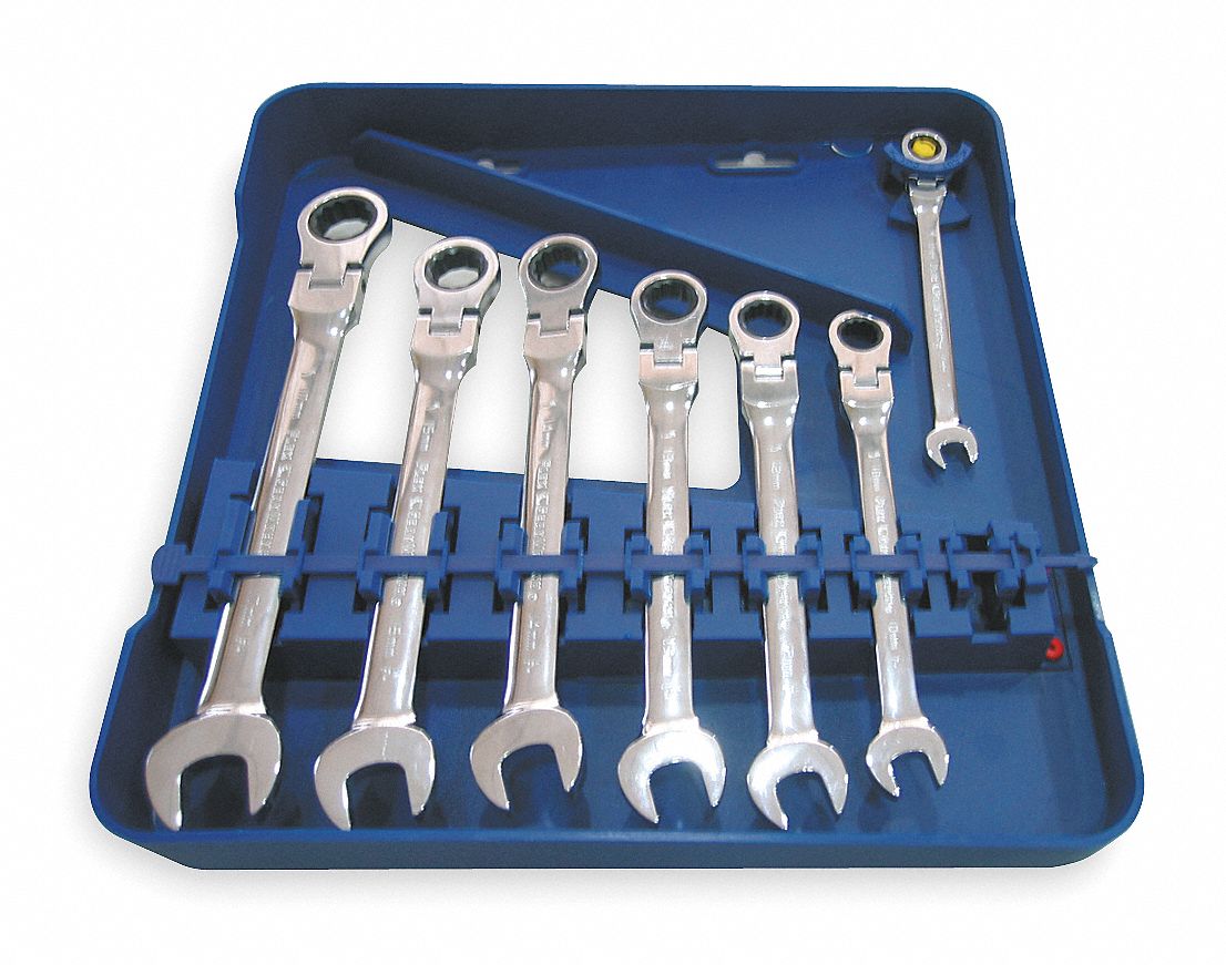 WESTWARD RATCHETING WRENCH SET,METRIC,12 PT. Combination Wrench Sets