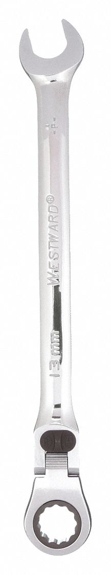 COMBINATION WRENCH, ALLOY STEEL, CHROME, 13 MM HEAD SIZE, 8 IN OVERALL L, FLEX