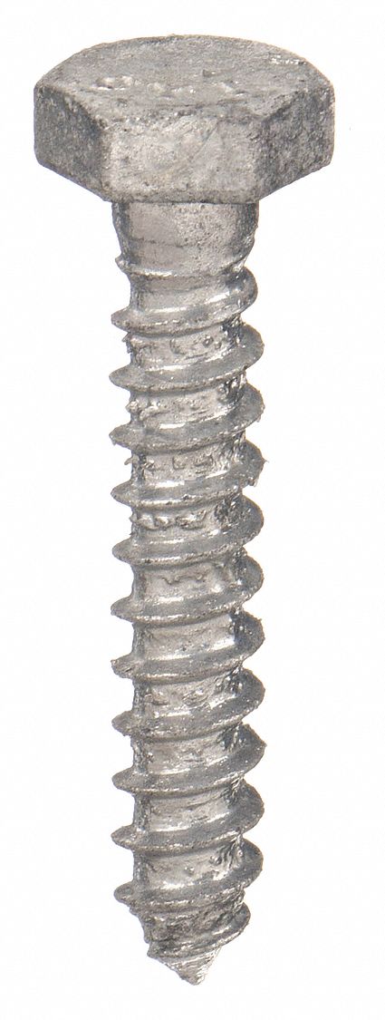 Hex Head Lag Screw: 1/4" Size, 1 1/2 in Lg, Steel, 100 PK