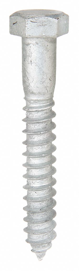 HEX HEAD LAG SCREW, 5/16 IN SIZE, 3 IN L, STEEL, HOT DIPPED GALVANIZED, ASME B18.2.1, 100 PK