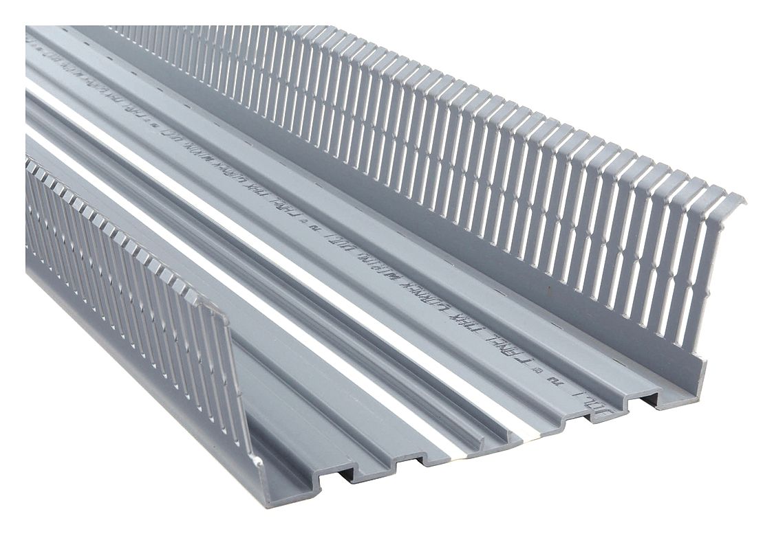 Corner Wiring Duct: 2.6 in Slot Ht, 0.2 in Slot Wd, Lead-Free PVC, 72 in Lg, Gray