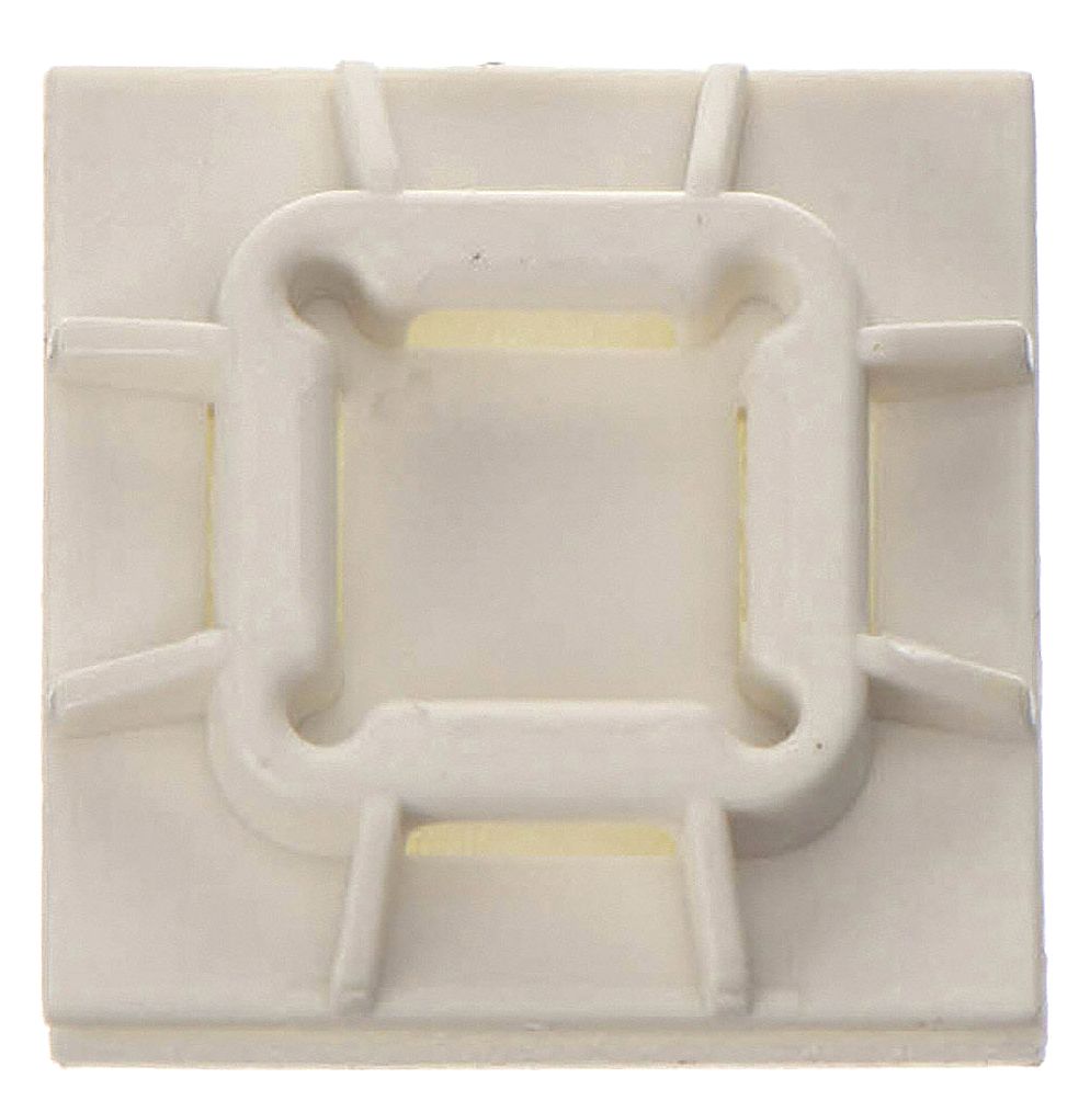 CABLE TIE MOUNTING BASE, 0.2 IN SLOT W, 0.06 IN SLOT H, WHITE, 0.75 IN W, 100 PK