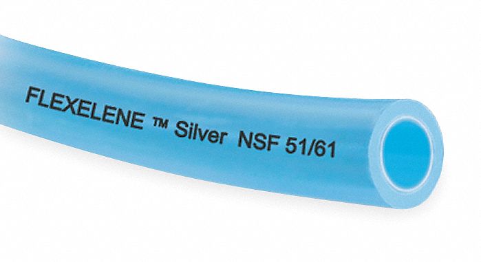 TUBING: FLEXELENE, POLYETHYLENE, LIGHT BLUE, ¼ IN OD, ⅛ IN ID, 100 FT LG