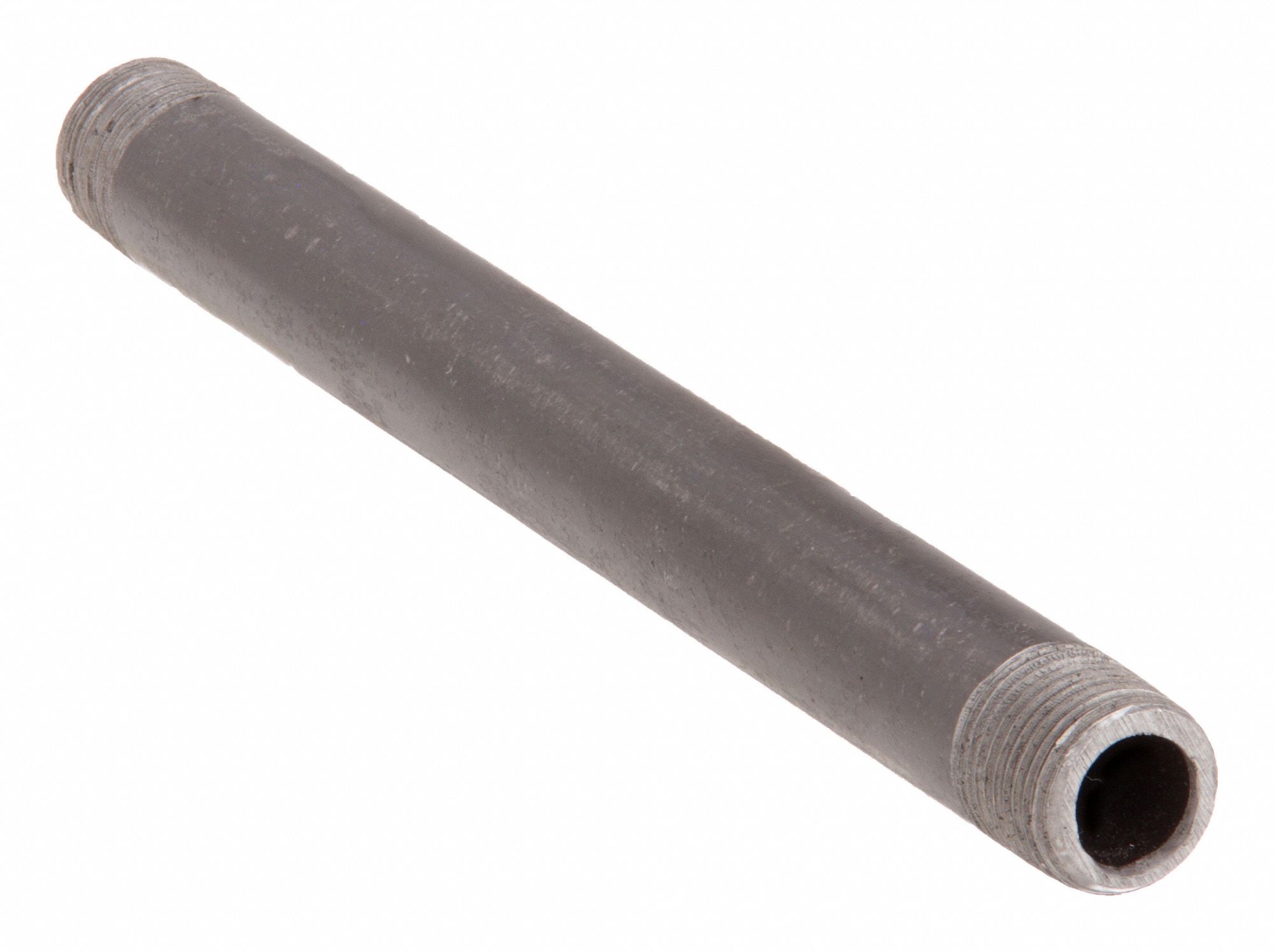 Nipple: Black Steel, 3/8 in Nominal Pipe Size, 10 in Lg, Threaded on Both Ends, Schedule 80