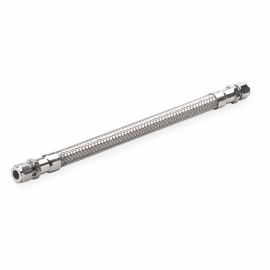 HOSE MASTER Flexible Metal Hose Assembly 1/4 in Hose Inside Dia., 5 in Dynamic Min. Bend Radius