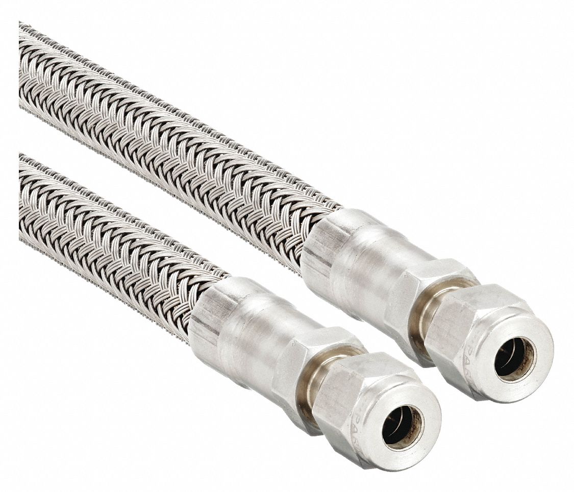 1/4 in Hose Inside Dia., 5 in Dynamic Min. Bend Radius (In.), Flexible Metal Hose Assembly