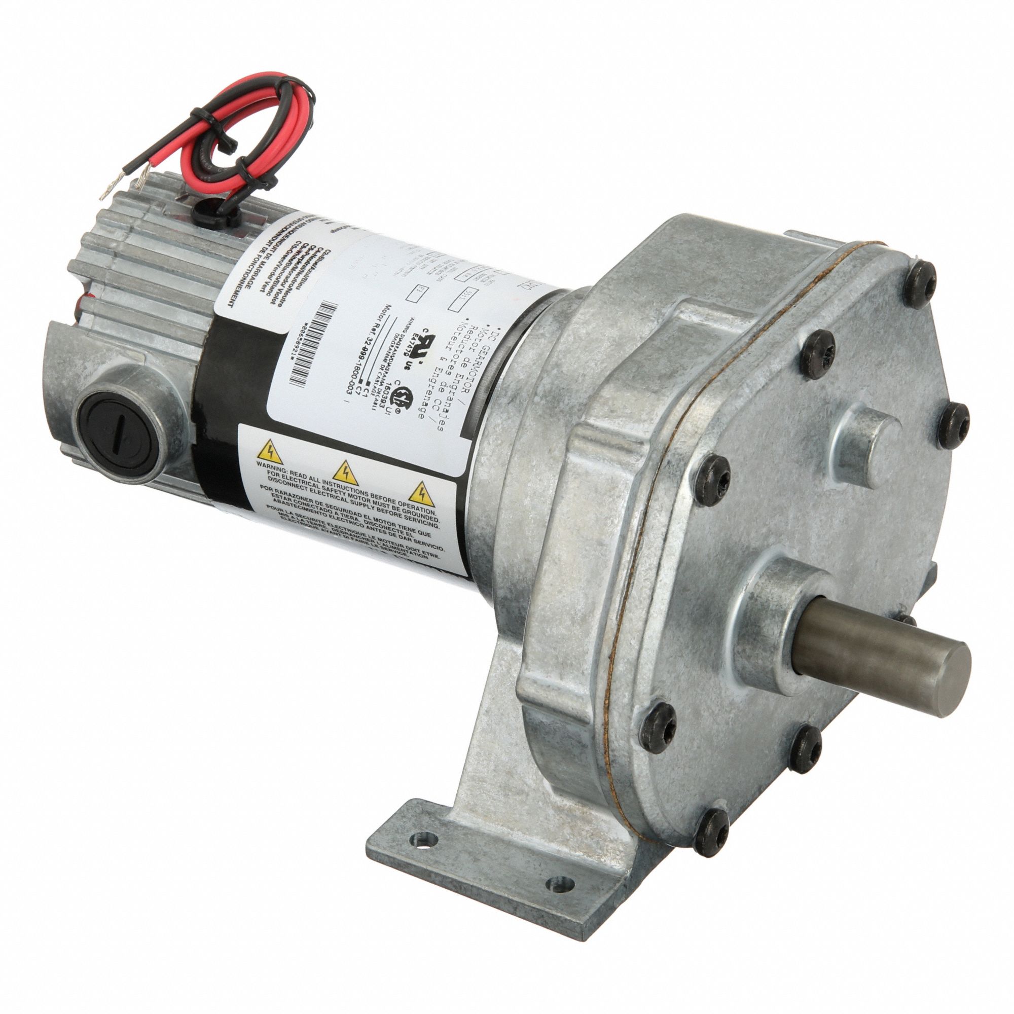 DC Gearmotor: Parallel, 12V DC, TENV, 58 RPM, 75 in-lb Max Torque, 1/10 hp Input Horsepower