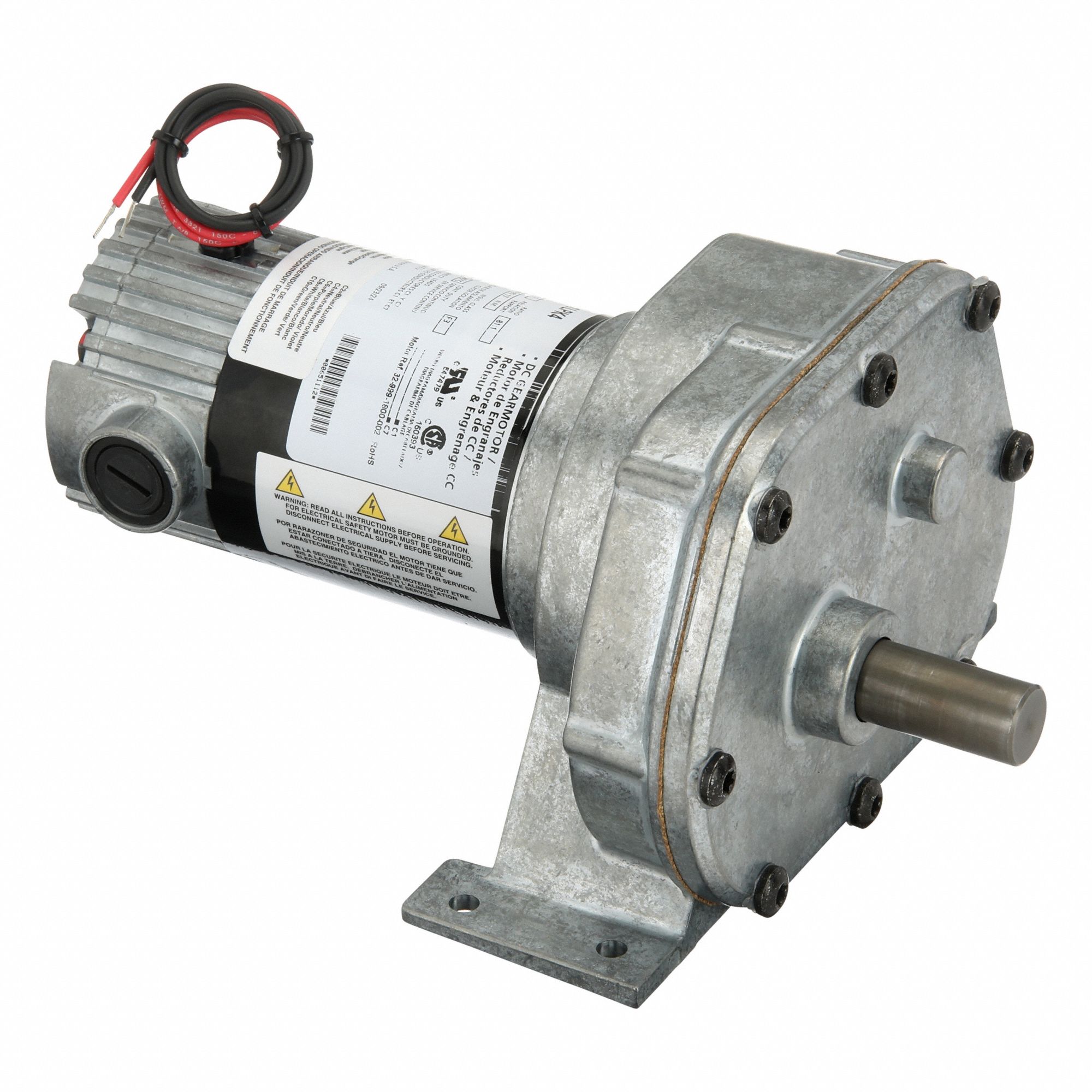 DC Gearmotor: Parallel, 12V DC, TENV, 20 RPM, 150 in-lb Max Torque, 1/15 hp Input Horsepower