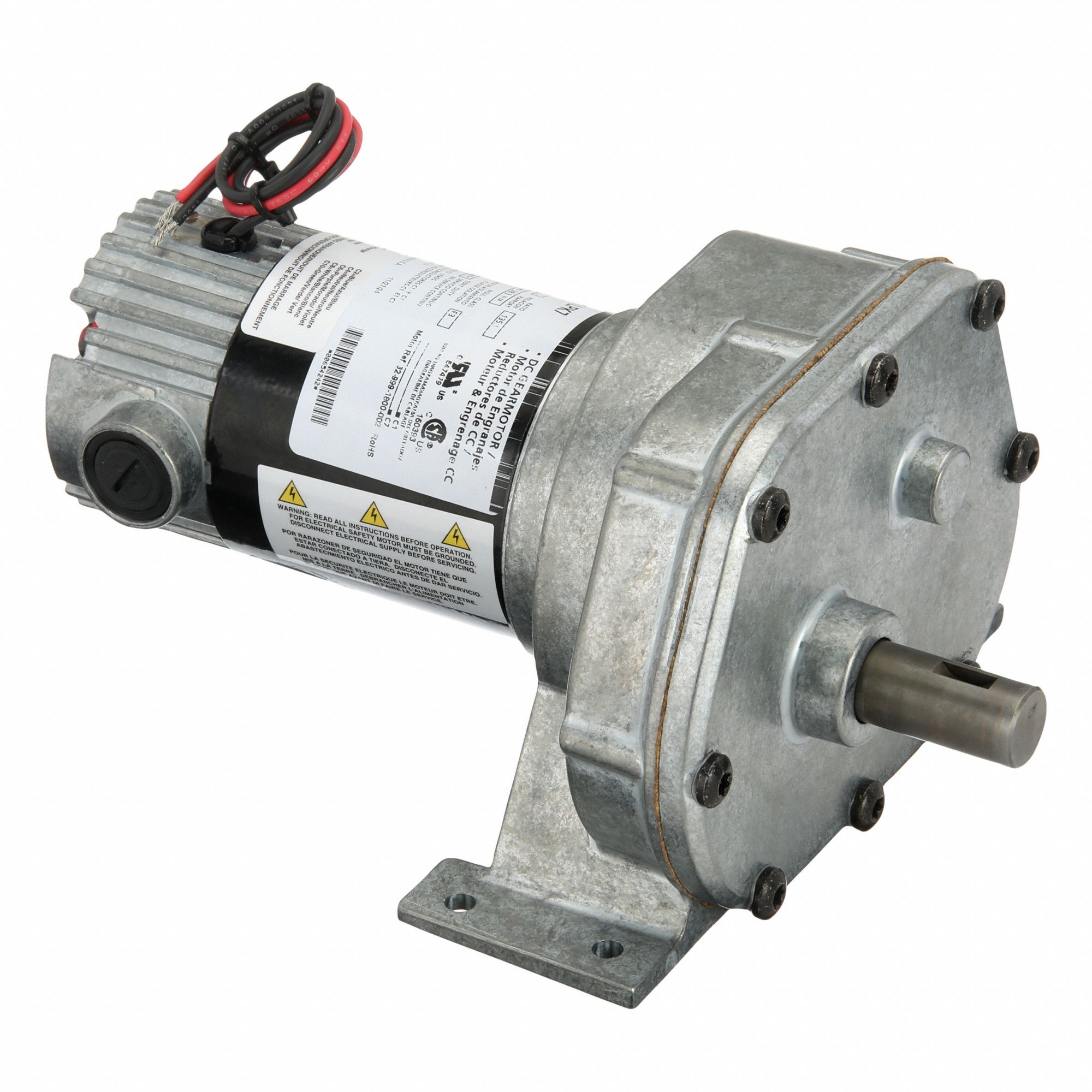 DC Gearmotor: Parallel, 12V DC, TENV, 12 RPM, 250 in-lb Max Torque, 1/15 hp Input Horsepower