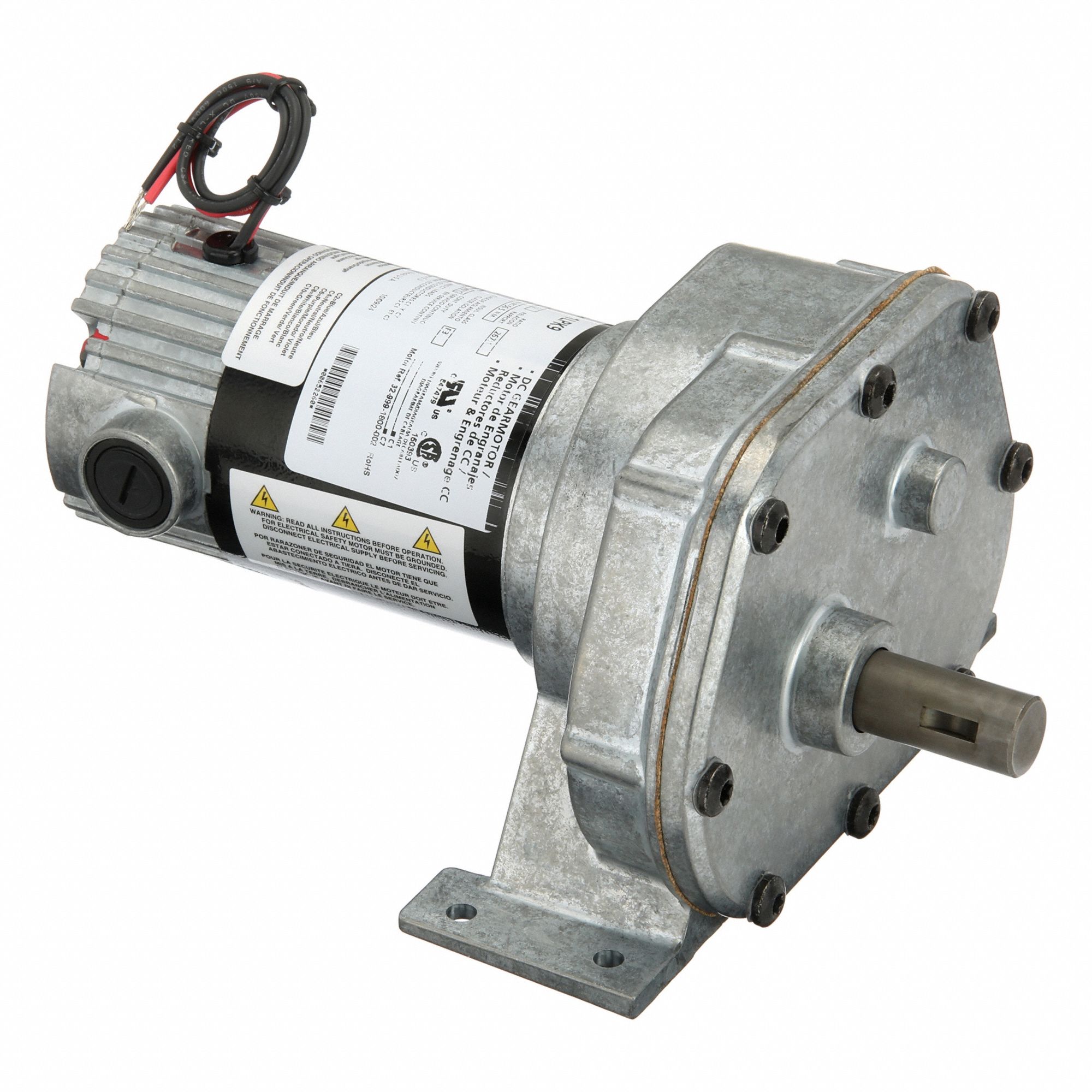 DC Gearmotor: Parallel, 12V DC, TENV, 6 RPM, 500 in-lb Max Torque, 1/15 hp Input Horsepower
