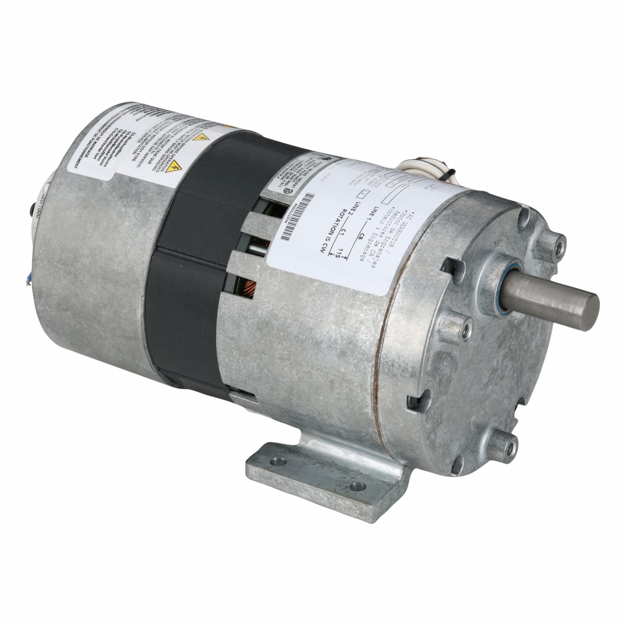 AC Gearmotor: Parallel, Single Output Shaft, Shaded Pole, Open, 60 RPM, 59 in-lb Max Torque