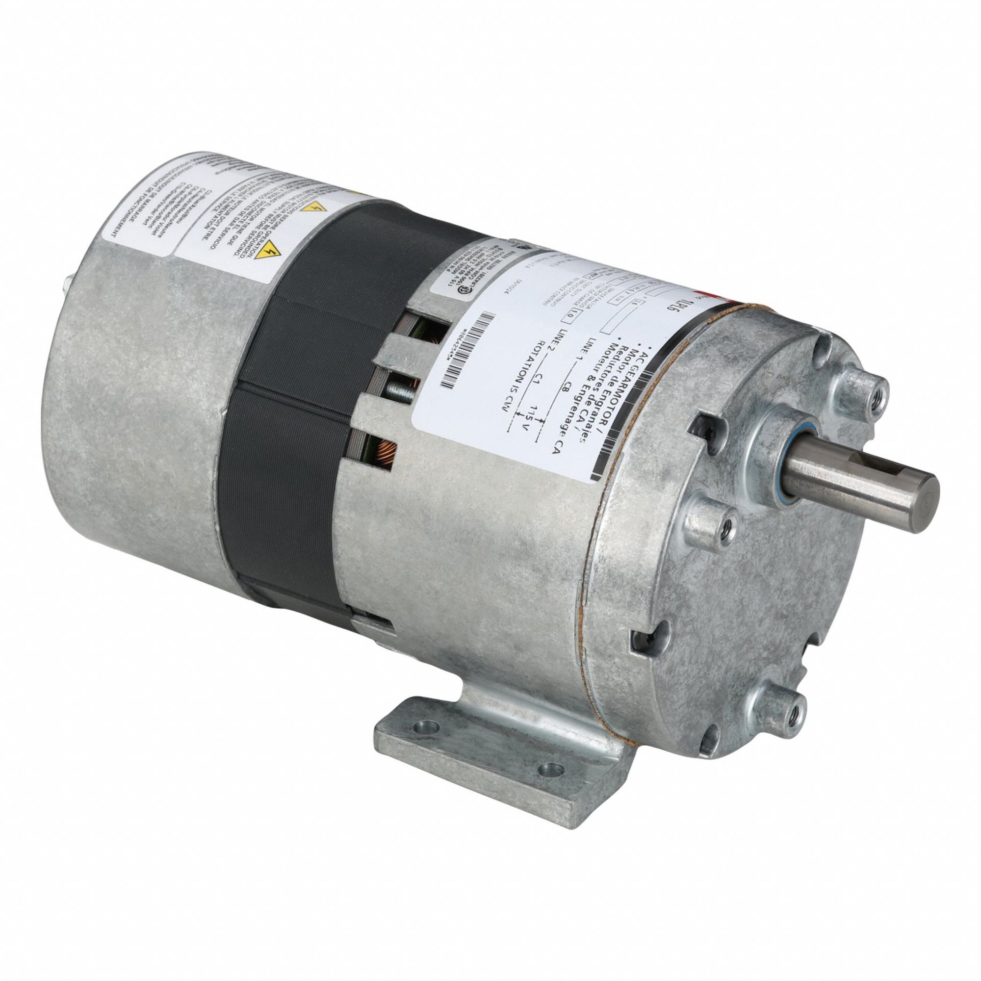 AC Gearmotor: Parallel, Single Output Shaft, Shaded Pole, Open, 60 RPM, 59 in-lb Max Torque