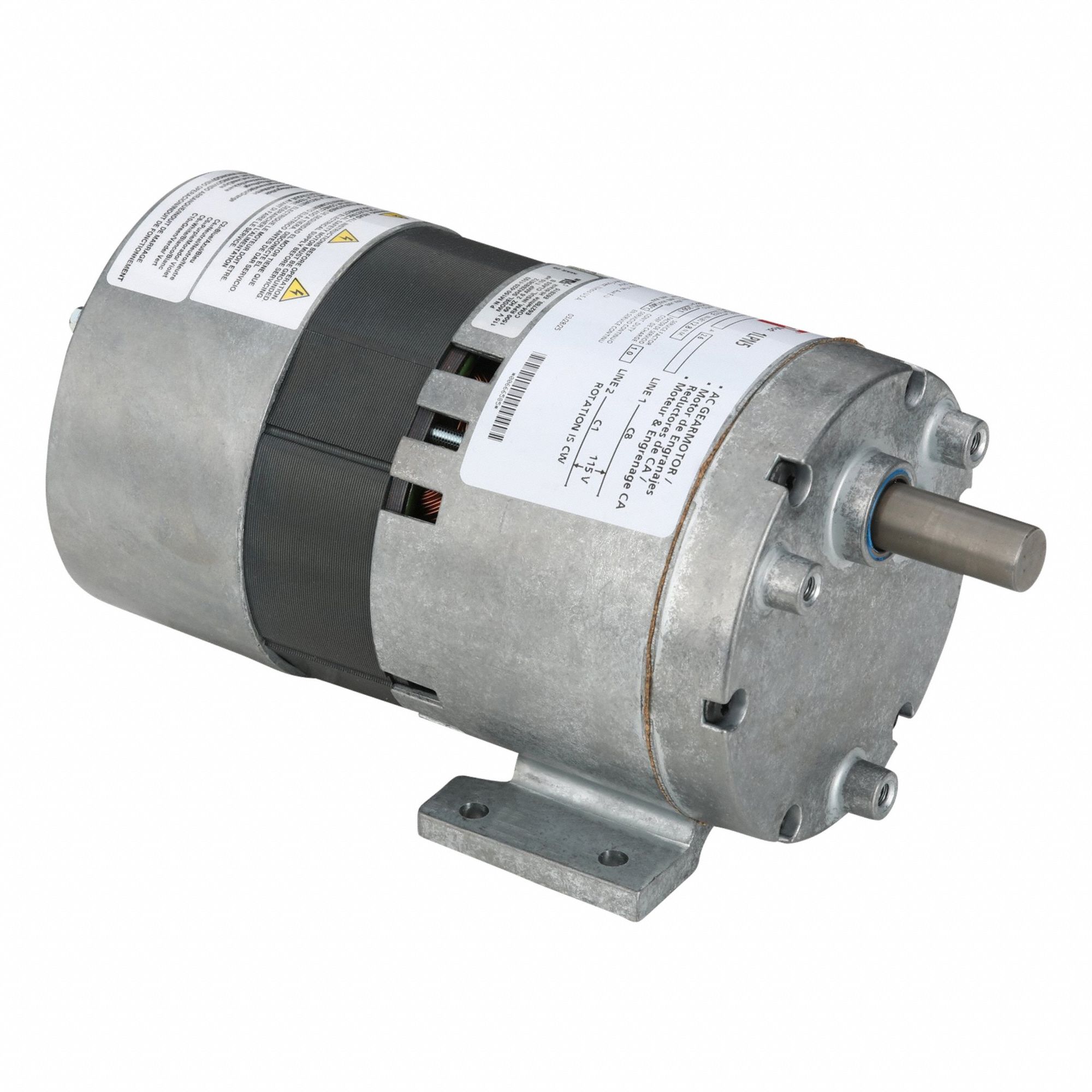 AC Gearmotor: Parallel, Single Output Shaft, Shaded Pole, Open, 7 RPM, 113 in-lb Max Torque