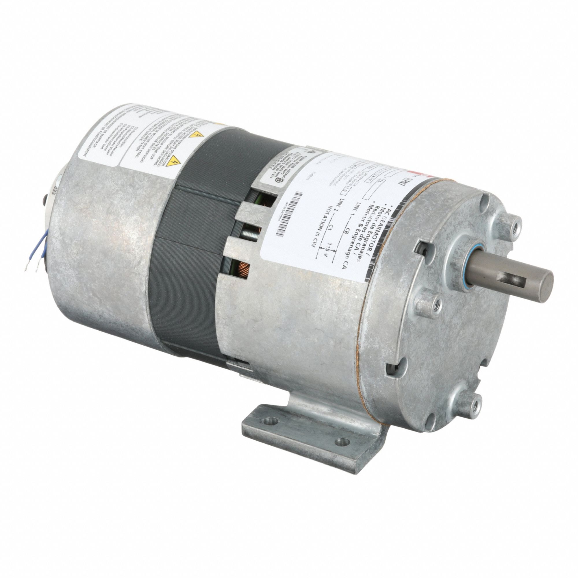 AC Gearmotor: Parallel, Single Output Shaft, Shaded Pole, Open, 2 RPM, 113 in-lb Max Torque