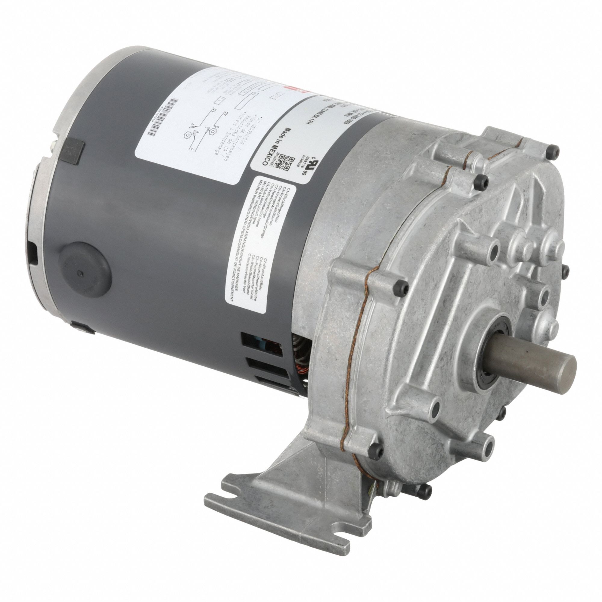 AC Gearmotor: Parallel, Single Output Shaft, Split-Phase, ODP, 90 RPM, 150 in-lb Max Torque