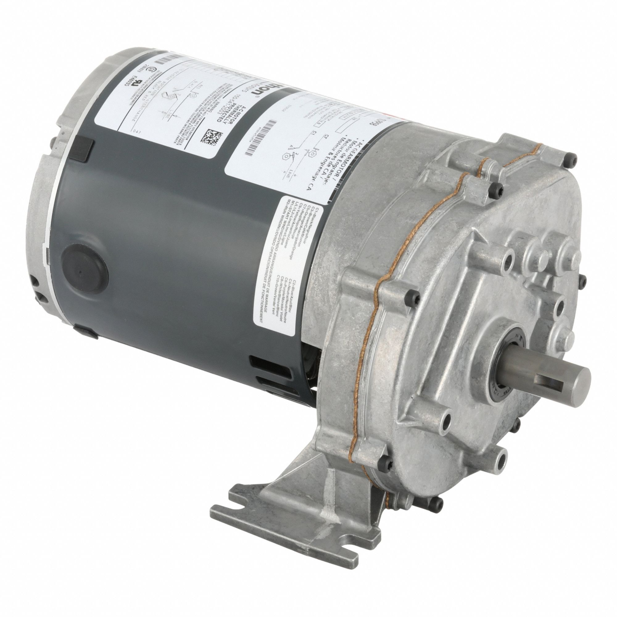 AC Gearmotor: Parallel, Single Output Shaft, Split-Phase, ODP, 18 RPM, 550 in-lb Max Torque