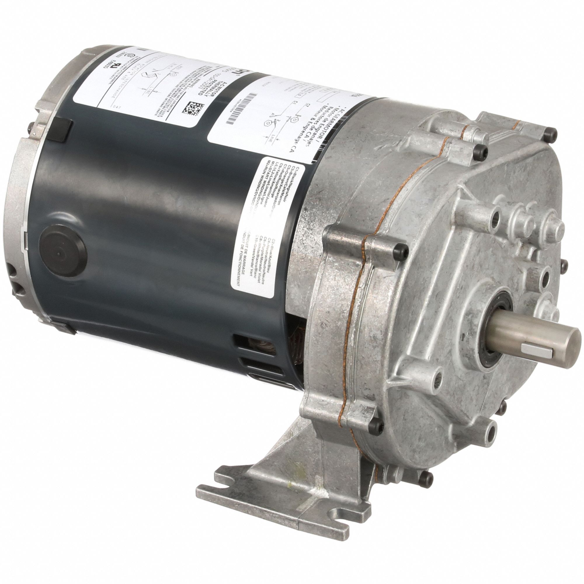 AC Gearmotor: Parallel, Single Output Shaft, Split-Phase, ODP, 12 RPM, 600 in-lb Max Torque