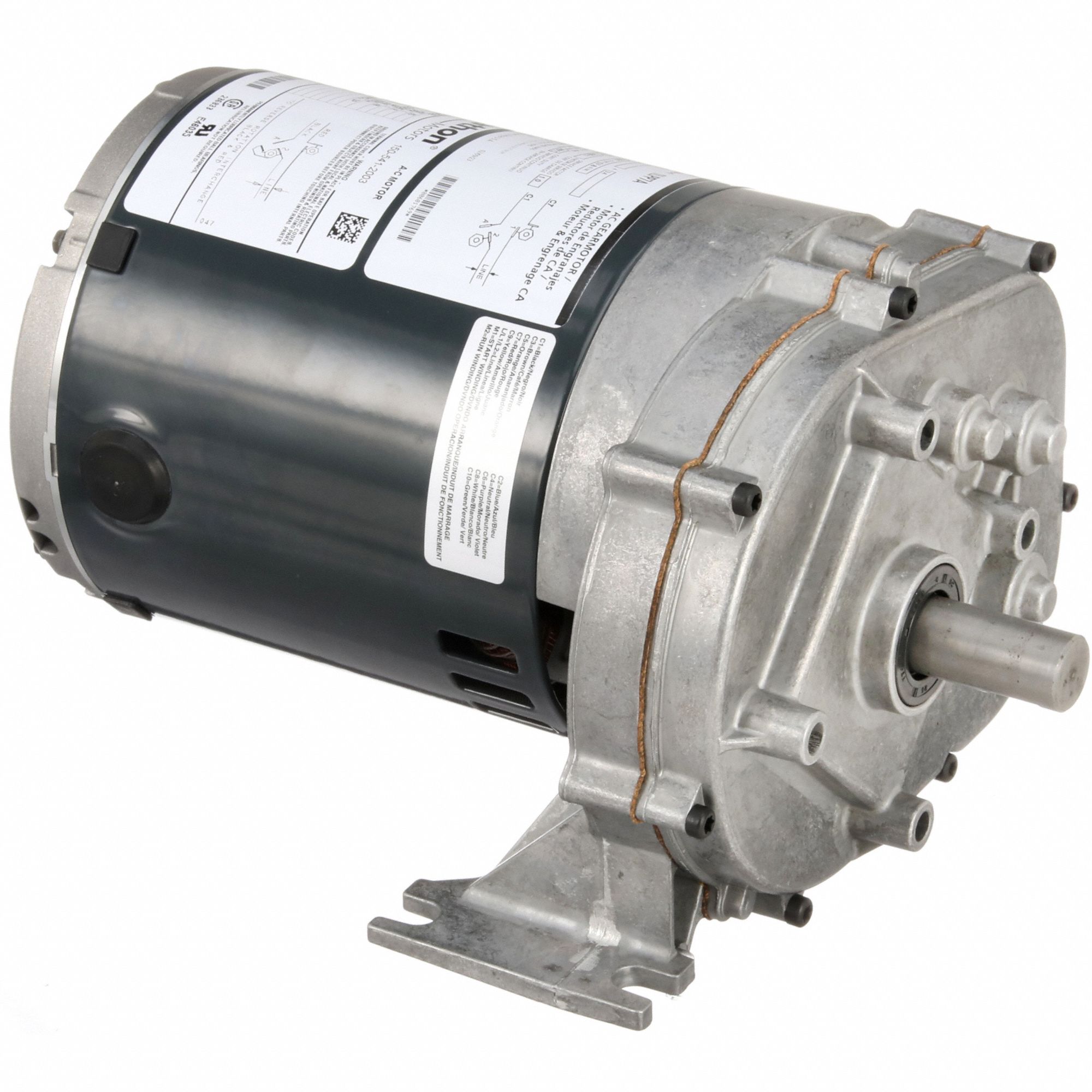 AC Gearmotor: Parallel, Single Output Shaft, Split-Phase, ODP, 6 RPM, 600 in-lb Max Torque