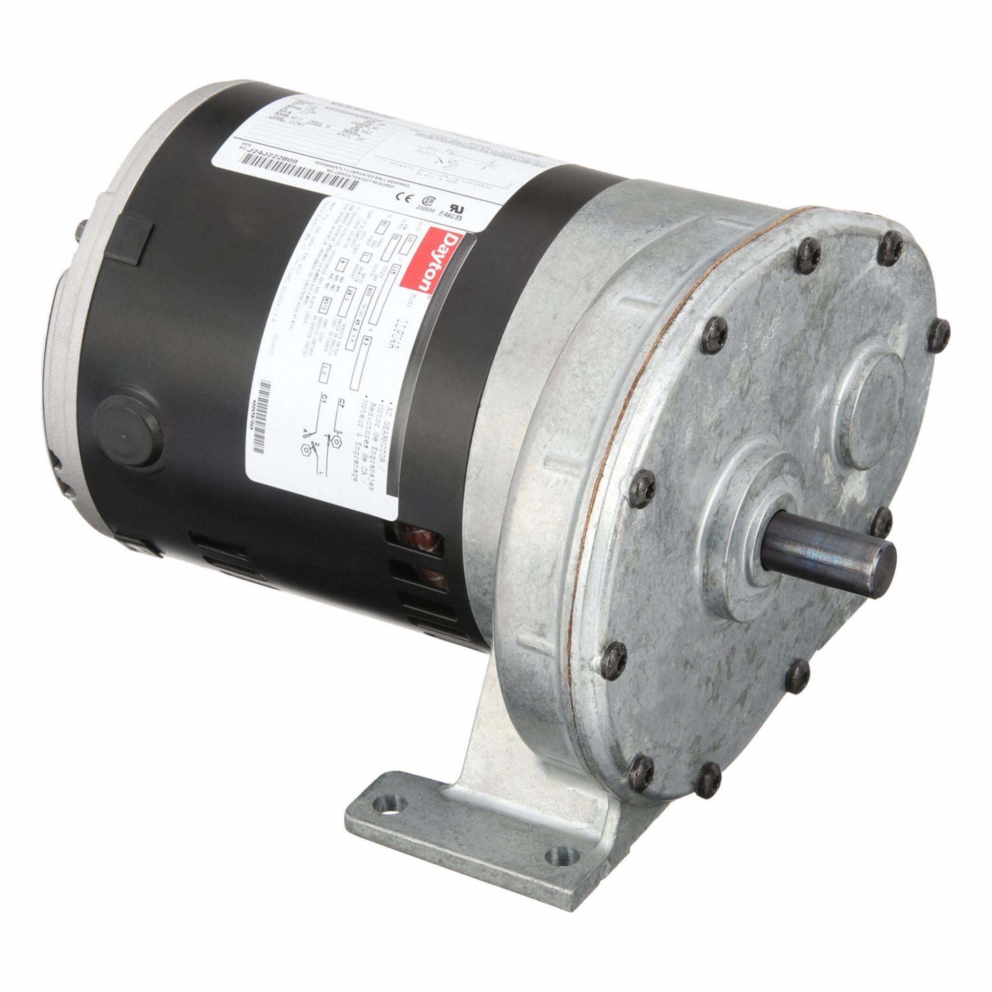 AC Gearmotor: Parallel, Single Output Shaft, Split-Phase, ODP, 62 RPM, 400 in-lb Max Torque