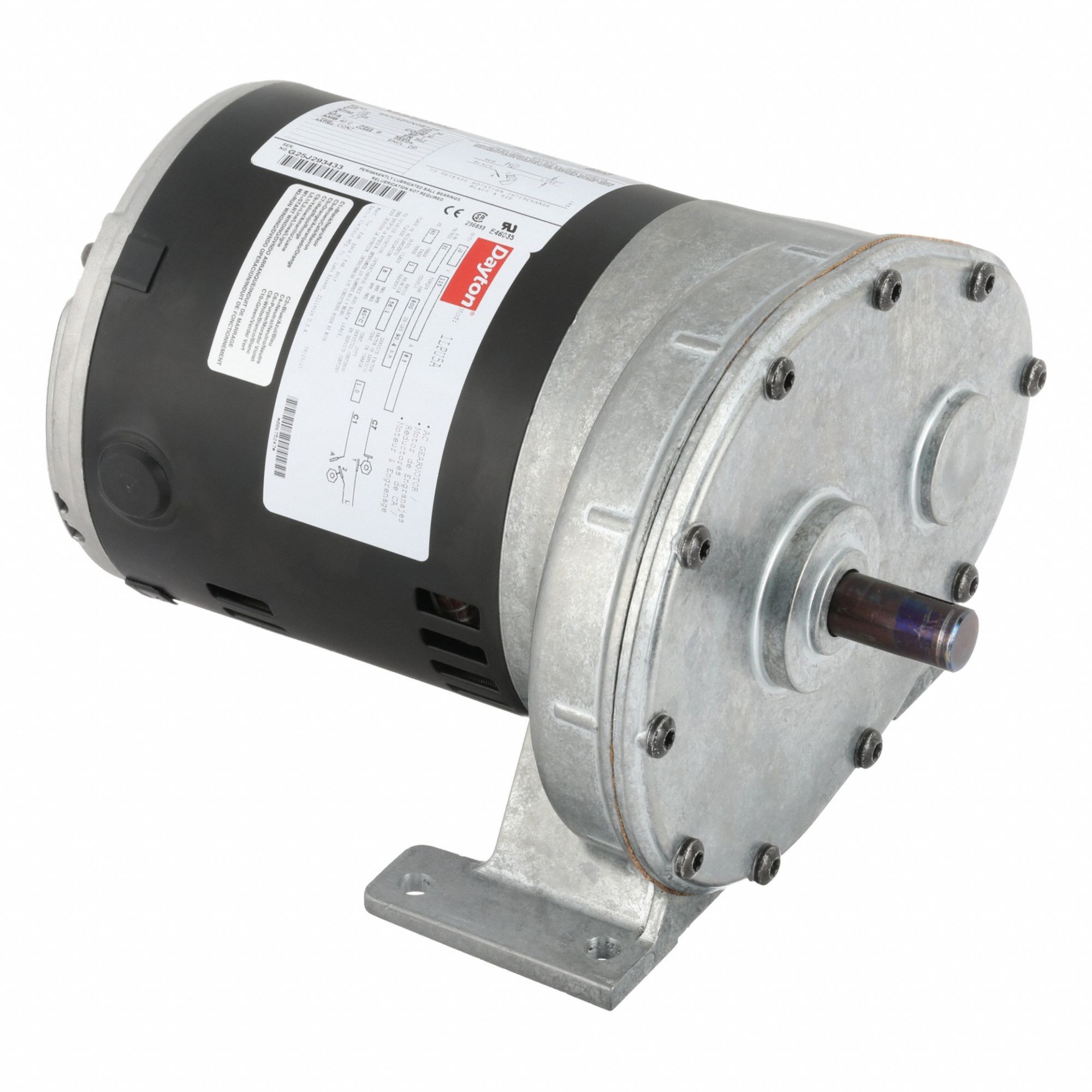 AC Gearmotor: Parallel, Single Output Shaft, Split-Phase, ODP, 31 RPM, 800 in-lb Max Torque