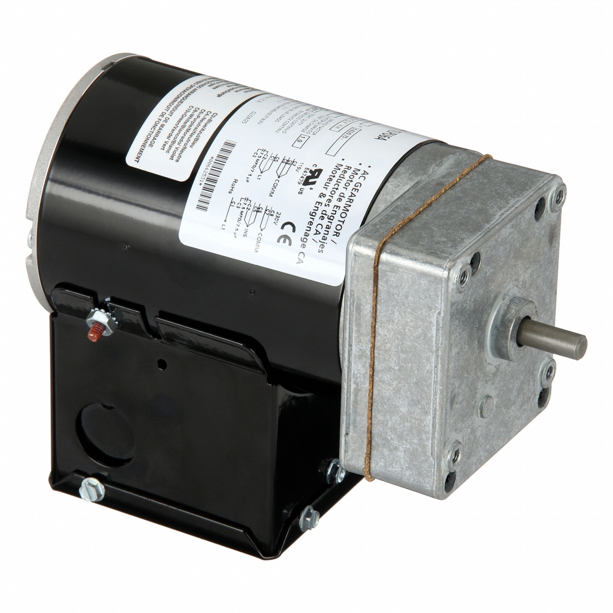 AC Gearmotor: Parallel, Single Output Shaft, PSC, TENV, 4 RPM, 50 in-lb Max Torque, CW/CCW